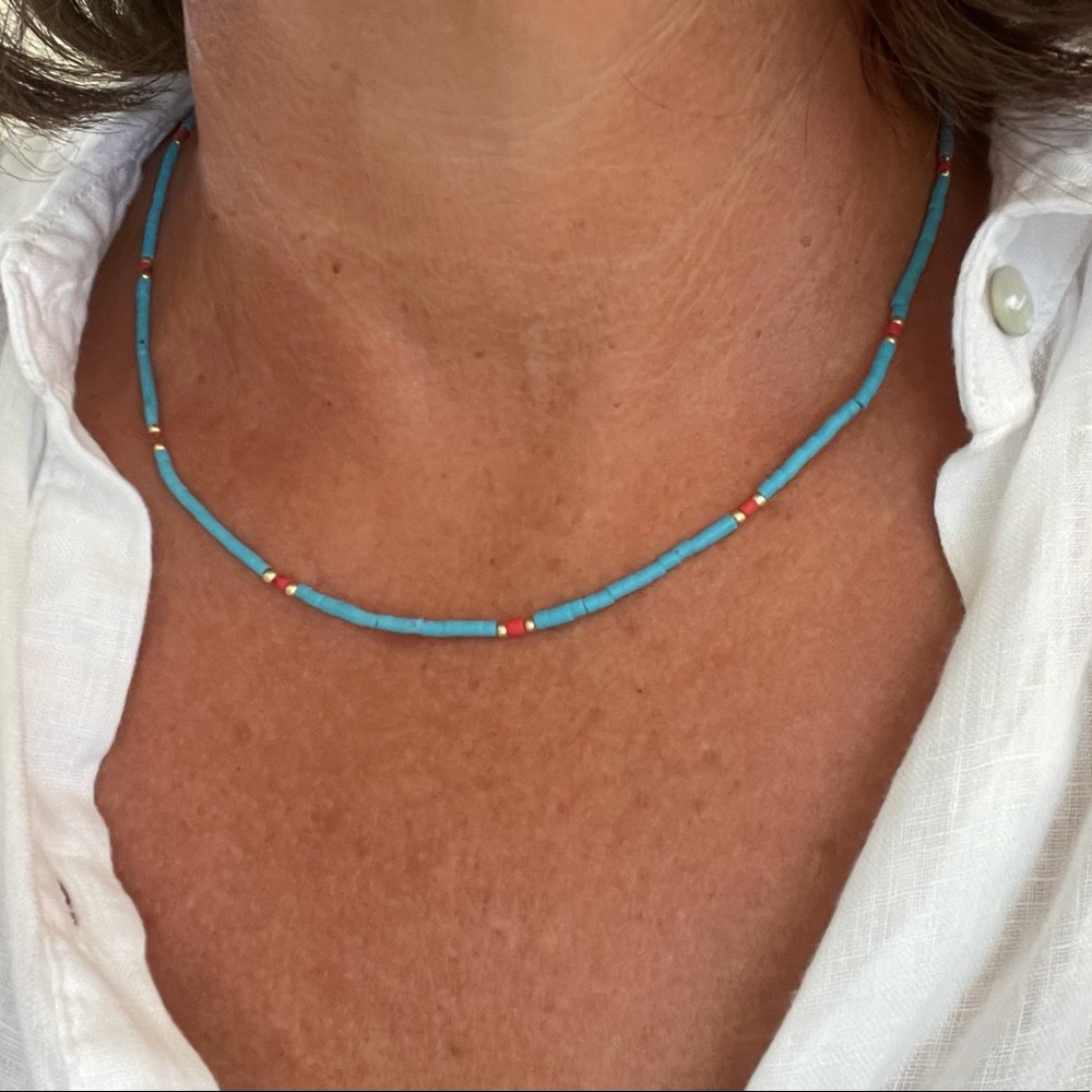 Natural gem turquoise necklace